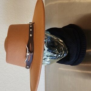 Western Wide Brim Pork Pie Fedora Felt Hat NWT